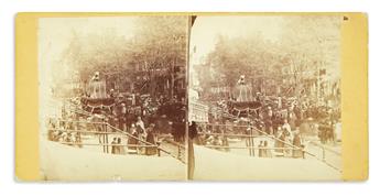 (LINCOLN, ABRAHAM.) Queen, James W.; photographer. Group of 3 stereoviews of the Lincoln funeral in Philadelphia.